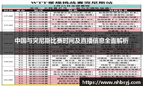 中国与突尼斯比赛时间及直播信息全面解析
